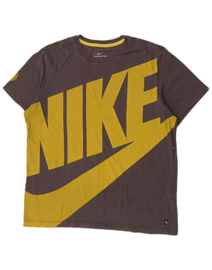 NIKE Grafisk T-shirt top til mænd, stor grå bomuld