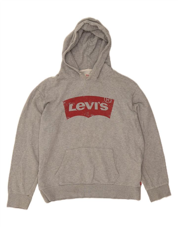 LEVI'S Mens Graphic Hoodie Jumper Large Grey Cotton Vintage Levi's and Second-Hand Levi's from Messina Hembry 