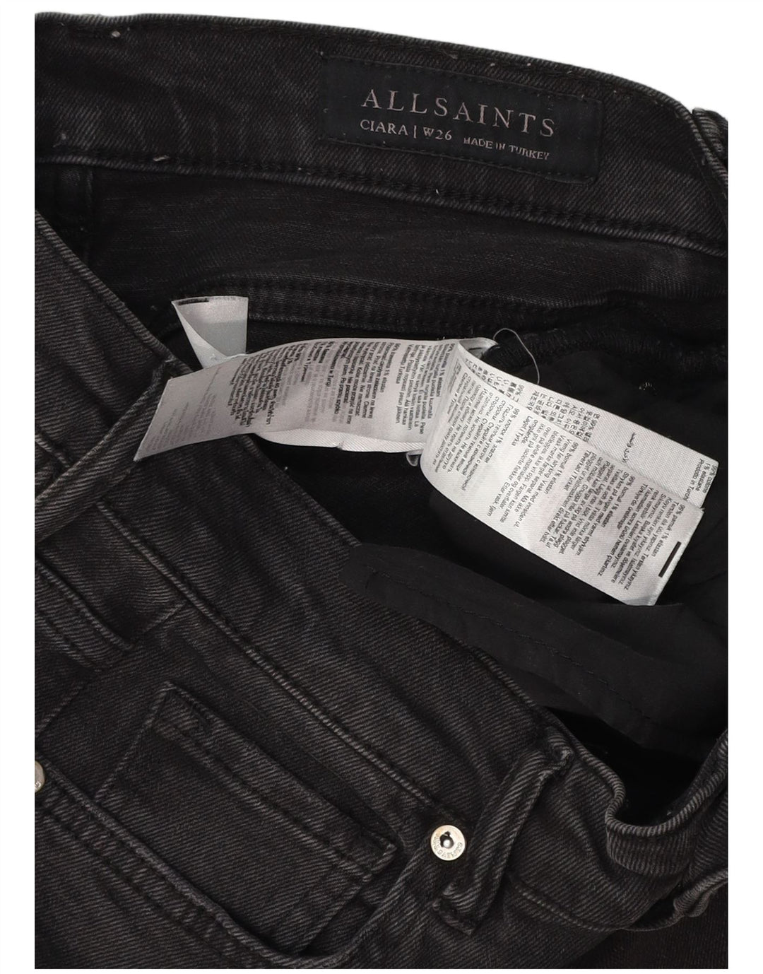 ALL SAINTS Dame Bootcut Jeans W26 L30 Sort Bomuld