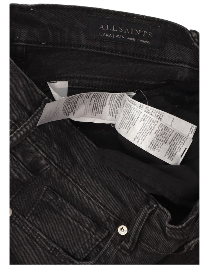 ALL SAINTS Dame Bootcut Jeans W26 L30 Sort Bomuld