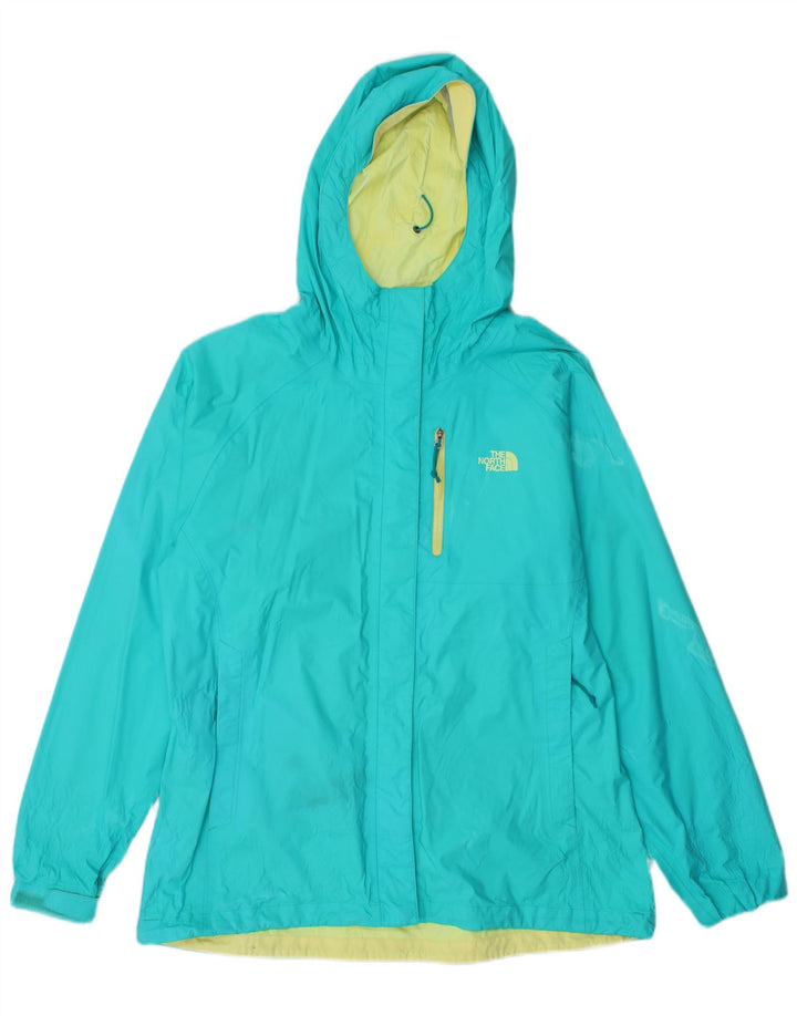 THE NORTH FACE Womens Hooded Rain Jacket UK 16 Large Turquoise Polyester