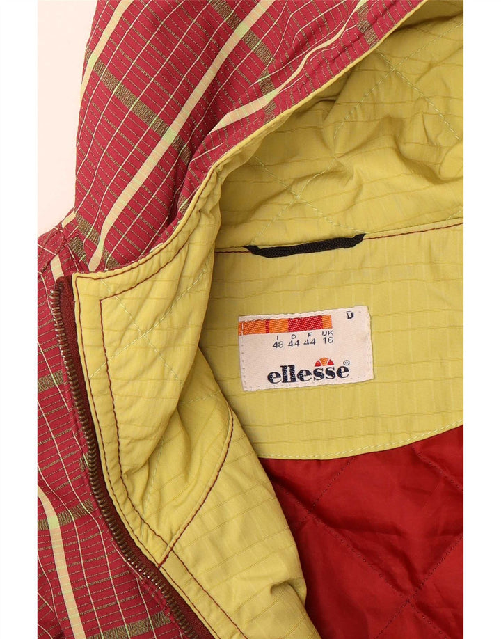 Ellesse Dame Hætte Oversized Windbreaker Jacket UK 16 Large Red Check