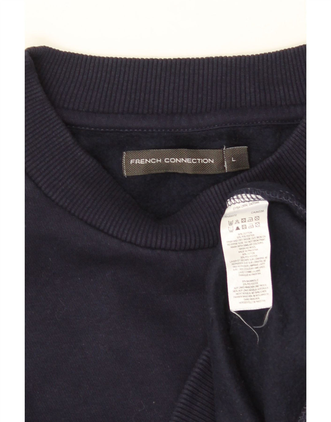 FRANSK FORBINDELSE Dame Grafisk Sweatshirt Jumper UK 16 Large Navy Blue