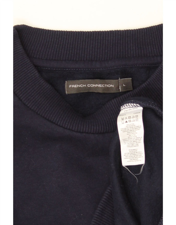 FRANSK FORBINDELSE Dame Grafisk Sweatshirt Jumper UK 16 Large Navy Blue