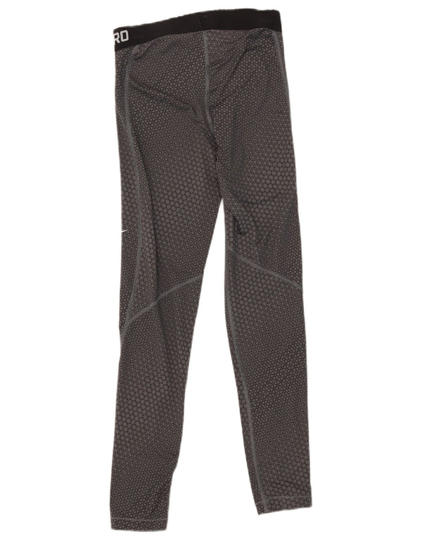 Nike Dame Dri Fit Grafiske Leggings UK 8 Small Grå Geometrisk Polyester