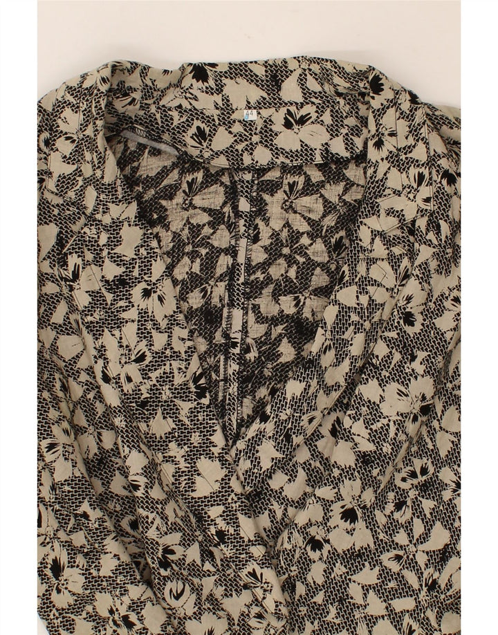 VINTAGE Womens Short Sleeve Blazer Jacket IT 44 Medium Grey Floral Vintage Vintage and Second-Hand Vintage from Messina Hembry 