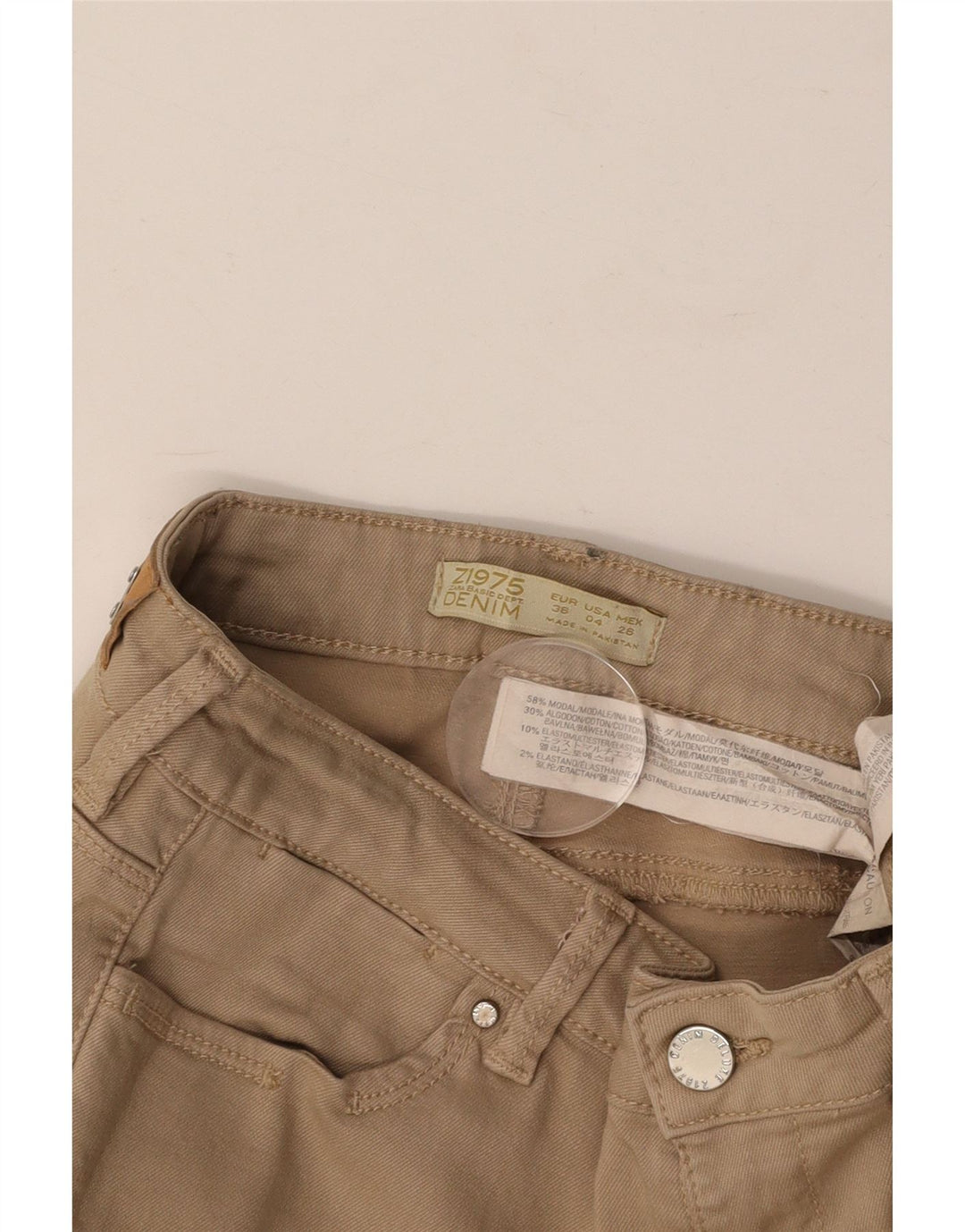 ZARA Skinny Casual Bukser til kvinder EU 36 XS W26 L30 Beige Modal