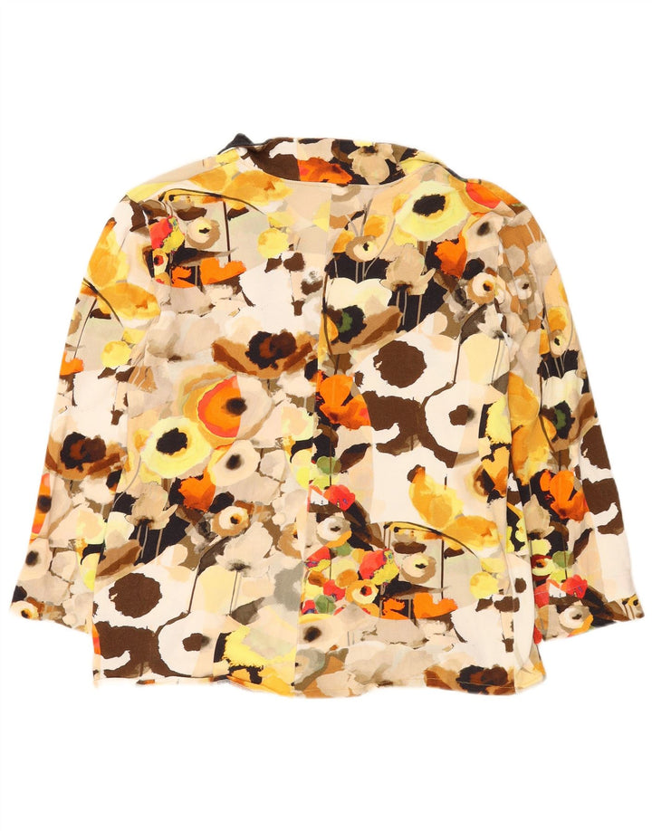 Vintage kvinders abstrakt mønster skjorte bluse UK 16 Large Multicolor