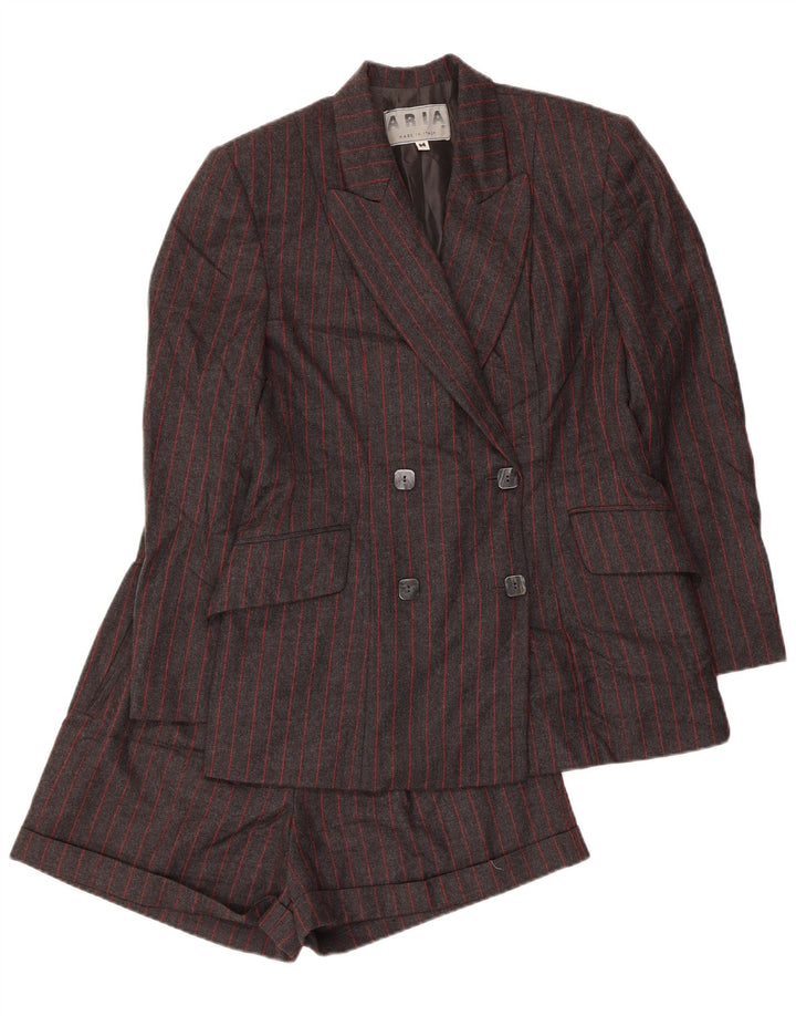 Aria Dame Dobbeltradet 2-delt sæt UK 14 Medium W26 Gråstribet uld