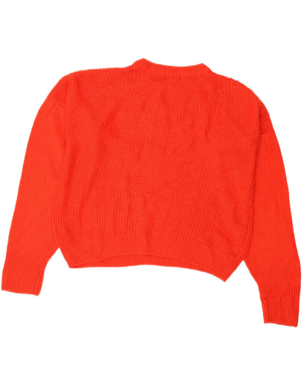 Topshop Dame Crop Oversized Crew Neck Jumper Sweater UK 8 Small Red