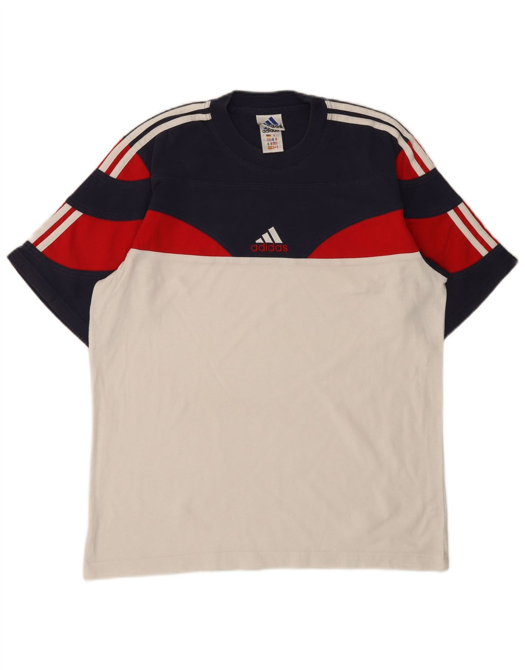 Adidas Herre T-Shirt Top UK 40/42 Medium Flerfarvet Colourblock Bomuld