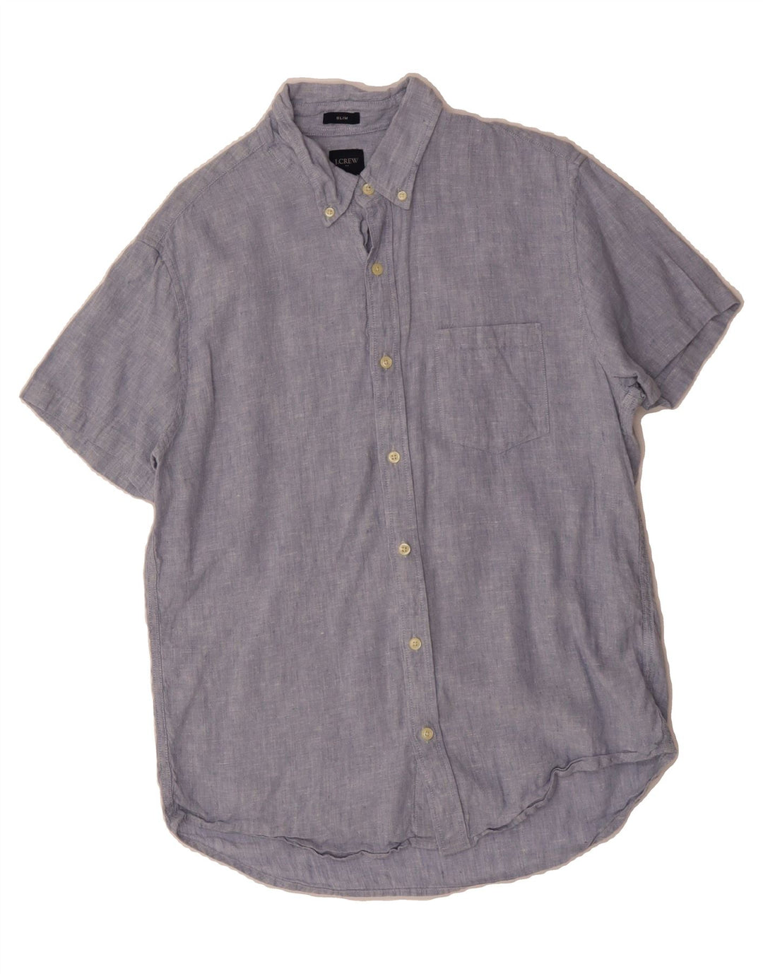 J. CREW Mens Slim Short Sleeve Shirt Medium Blue Linen Vintage J. Crew and Second-Hand J. Crew from Messina Hembry 
