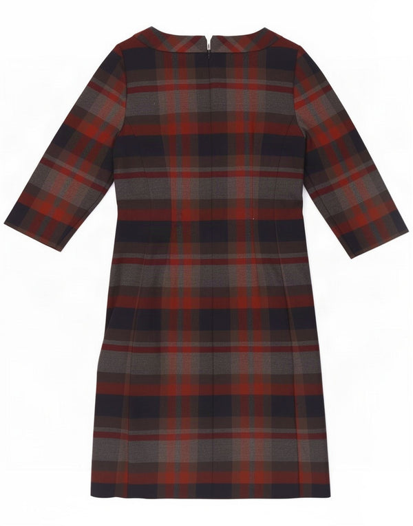 Laura Ashley Dame 3/4-ærmet Skedekjole UK 10 Small Navy Blue Plaid