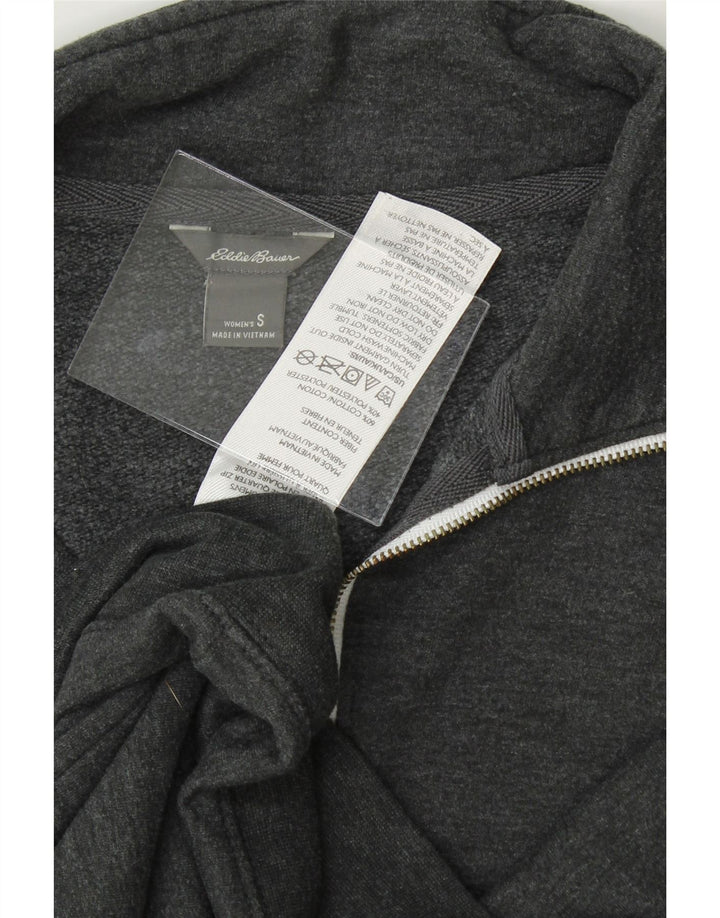 EDDIE BAUER Womens Zip Neck Sweatshirt Jumper UK 10 Small Grey Cotton Vintage Eddie Bauer and Second-Hand Eddie Bauer from Messina Hembry 