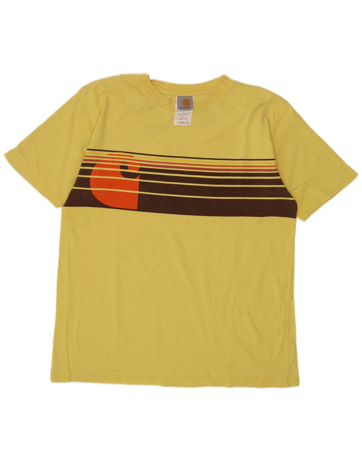 Carhartt Herre grafisk T-shirt top mellem gul stribet bomuld