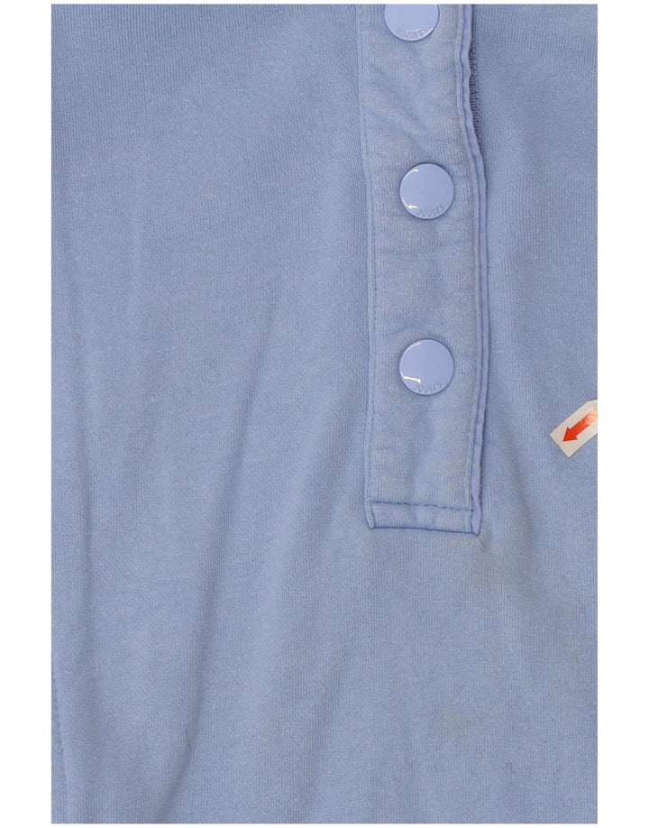 Joules Dame Button Neck Sweatshirt Jumper UK 12 Medium Blue Bomuld