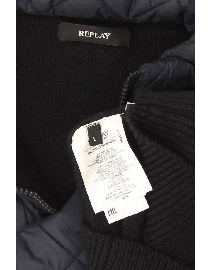 Replay Herre Cardigan Sweater Stor Marineblå Akryl