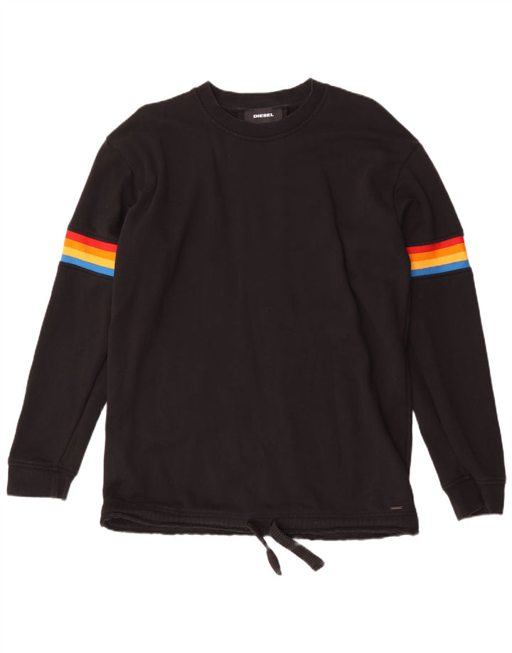 Diesel Herre Sweatshirt Jumper Stor sort stribet bomuld