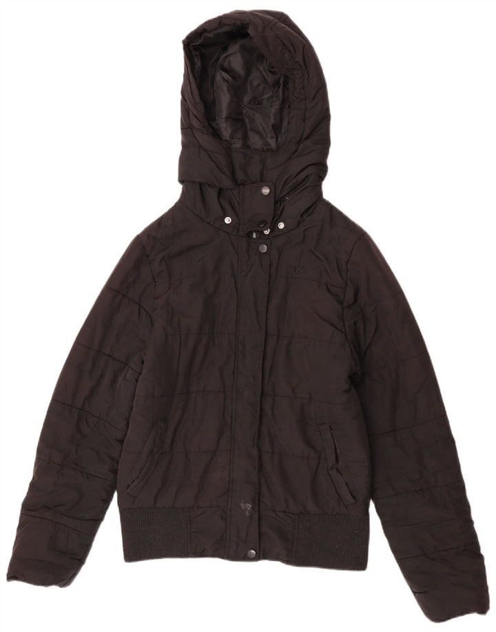 Fila Vindjakke med hætte til kvinder UK 12 Medium Sort Polyester