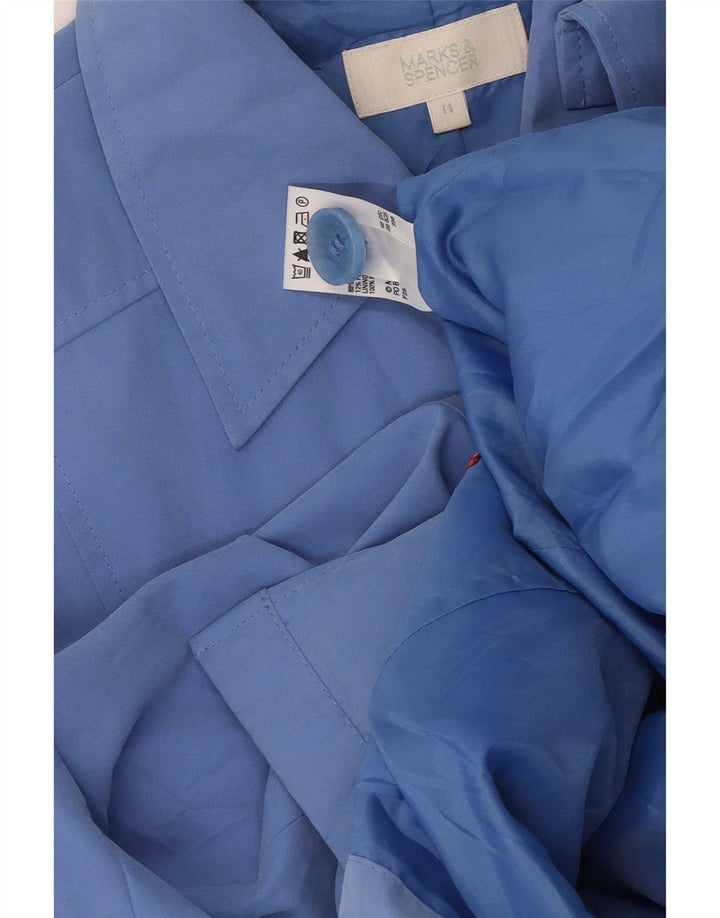 Marks & Spencer Womens Bomber Jacket UK 14 Large Blue Polyester