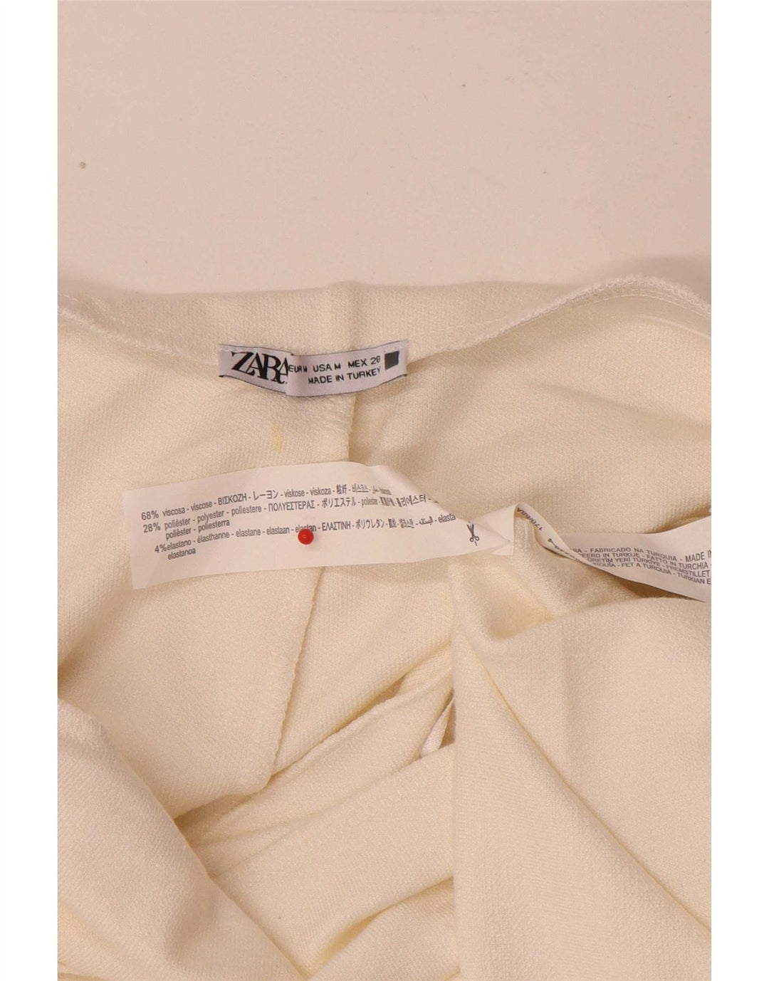 Zara Dame Stropløs Kjole UK 14 Medium White Viscose