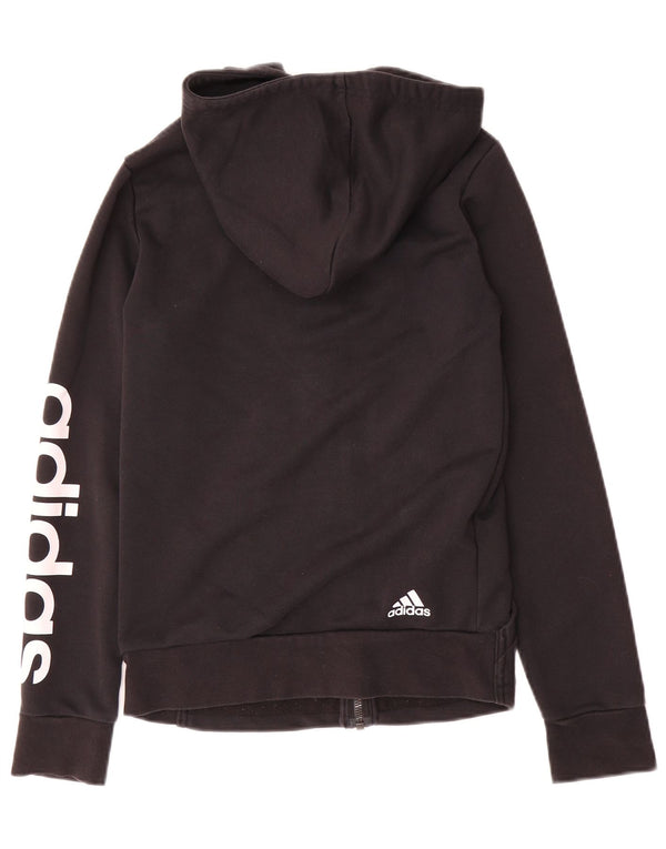 Adidas hættetrøje til kvinder med grafisk lynlås UK 4/6 XS sort bomuld