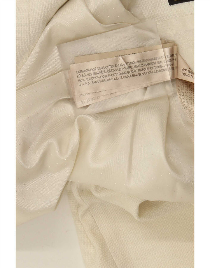 Massimo Dutti Dame 1 Knap Blazer Jakke EU 40 Medium Off White Bomuld