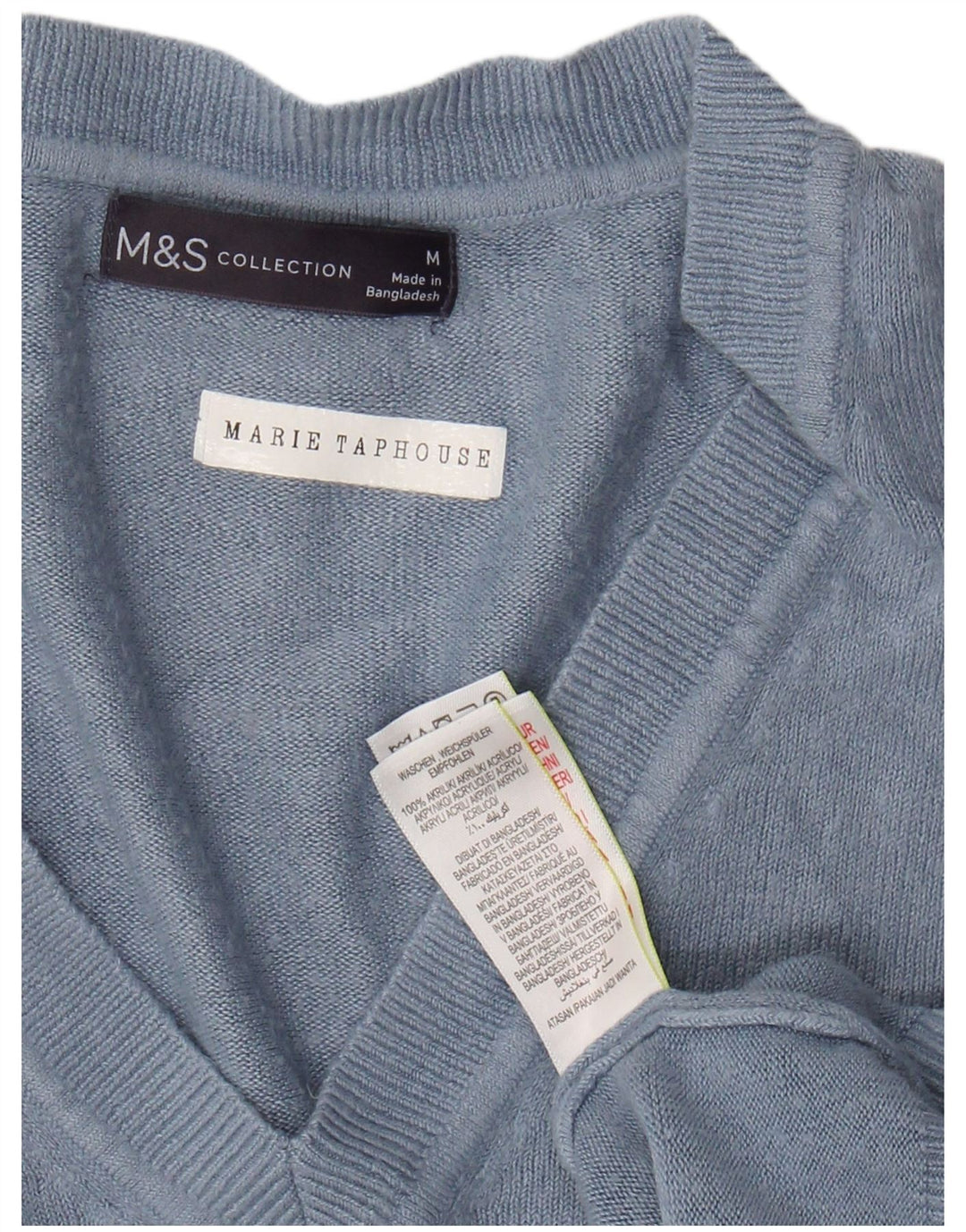 MARKS & SPENCER Dame Crop V-hals sweater UK 14 Medium Blue