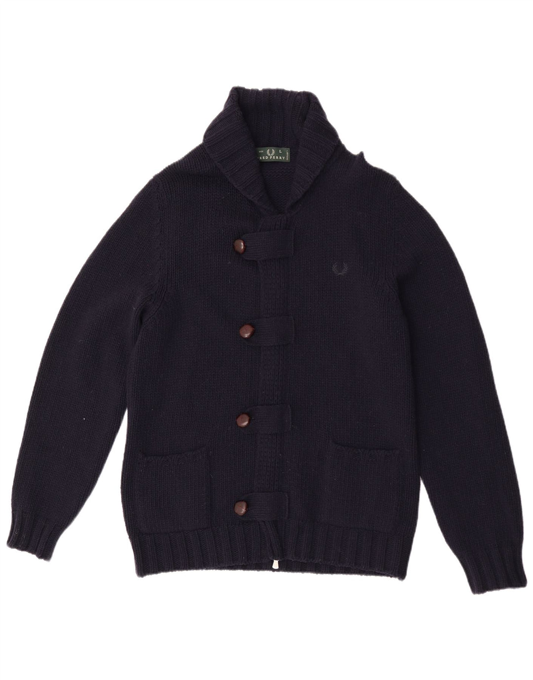 Fred Perry Herre cardigan sweater Stor marineblå uld