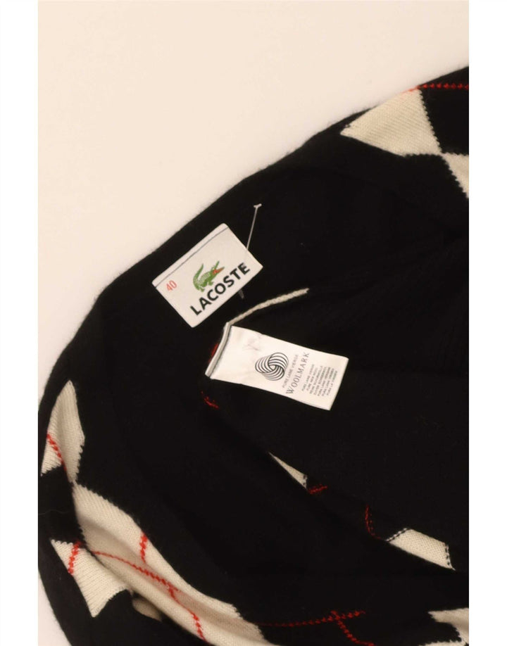 Lacoste dametrøje med V-hals str. 40 Medium Sort Argyle/Diamond