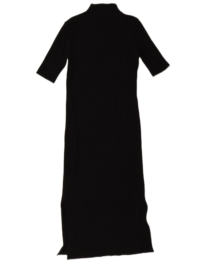 Massimo Dutti Dame Kortærmet Maxi Jumper Kjole UK 12 Medium Sort