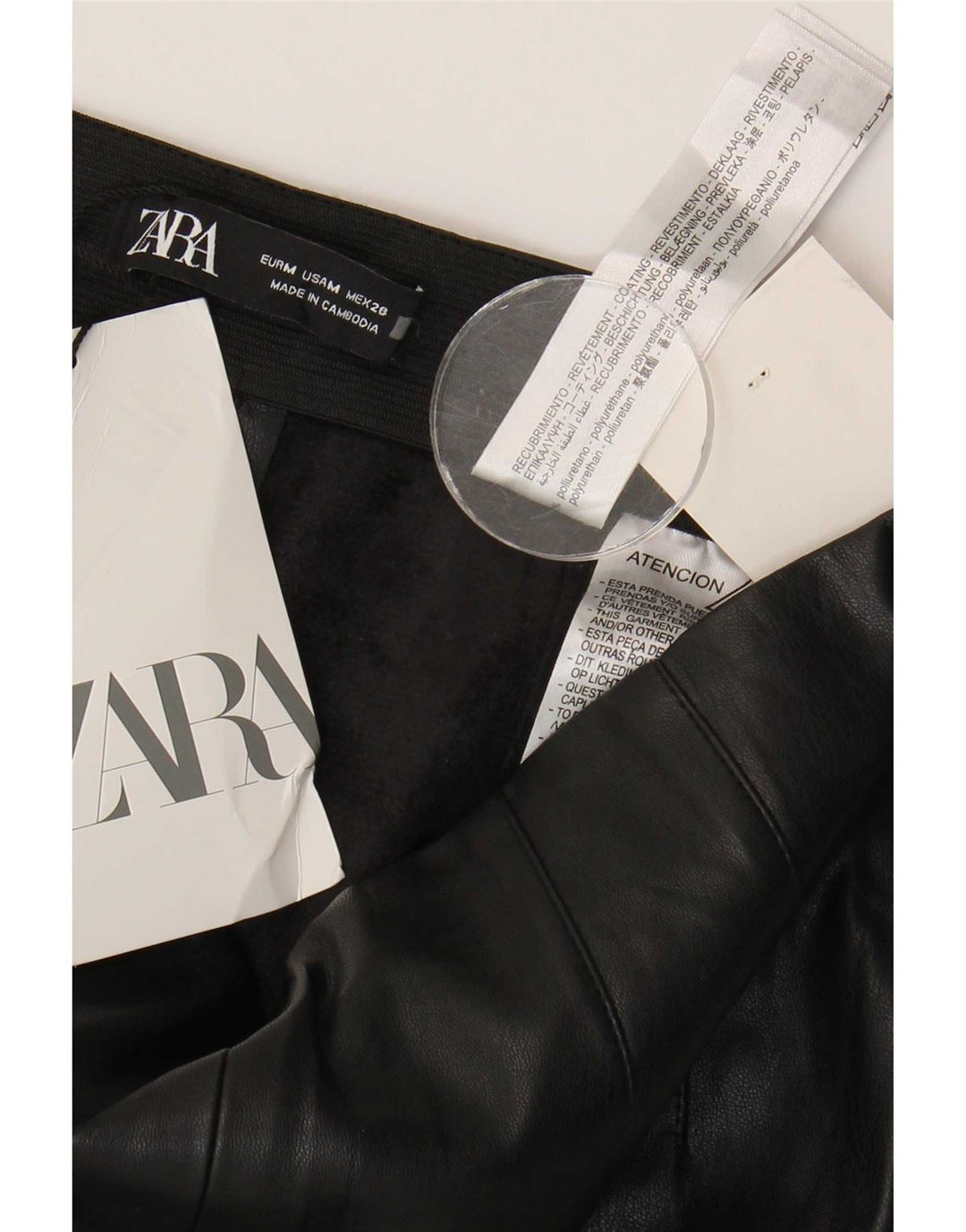 Zara Dame imiteret læder Leggings Medium W28 L27 Sort polyurethan