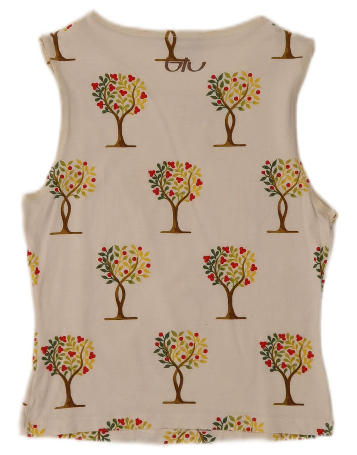 Byblos Womens Crop Grafisk Vest Top UK 12 Medium White Floral