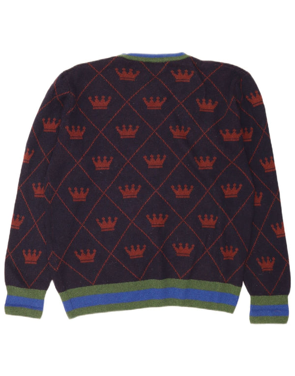 La Martina Herre abstrakt mønster rund hals sweater medium marineblå