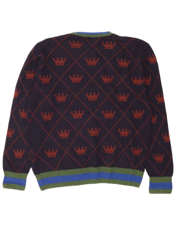 La Martina Herre abstrakt mønster rund hals sweater medium marineblå