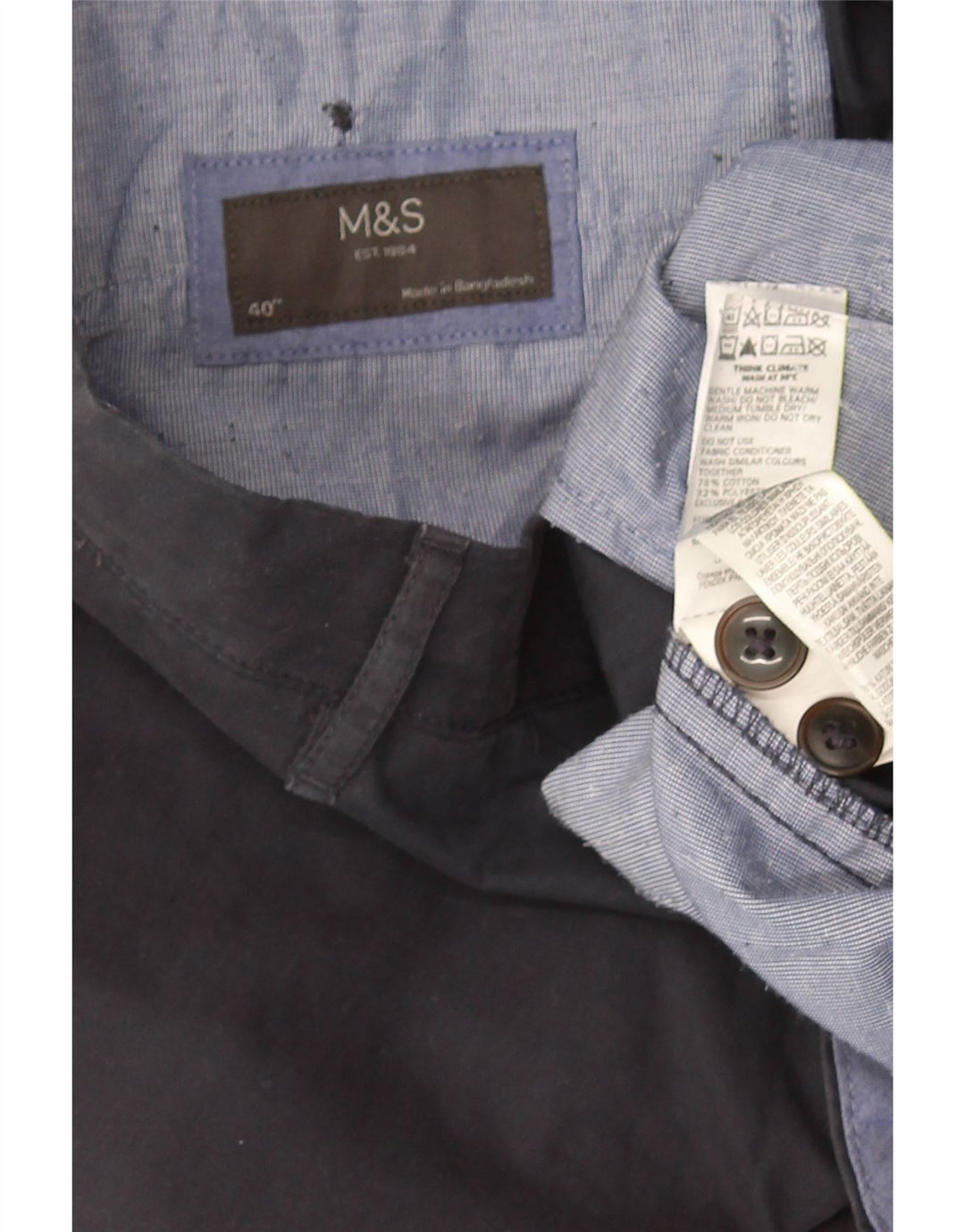 Marks & Spencer Herre Chino Shorts W40 XL Marineblå Bomuld
