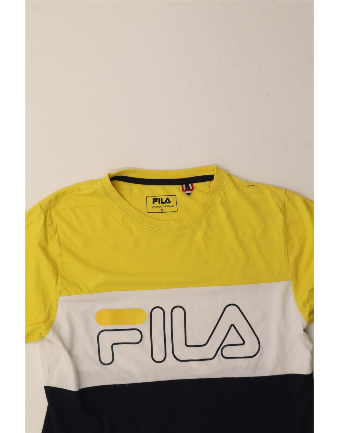 FILA Womens Graphic T-Shirt Top UK 10 Small Multicoloured Colourblock Vintage Fila and Second-Hand Fila from Messina Hembry 