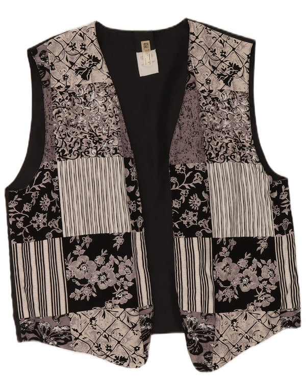 Vintage damevest UK 18 XL flerfarvet patchwork polyester