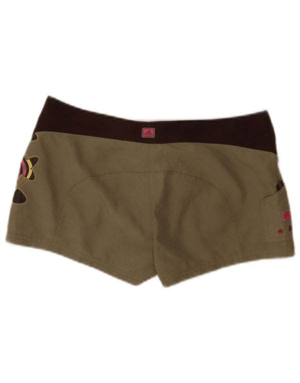 Adidas Womens Graphic Swimming Shorts UK 8 Small Khaki Colourblock