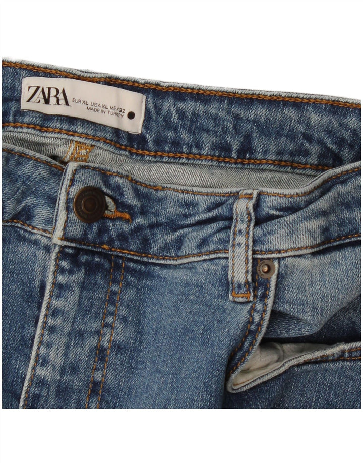 Zara Dame Denim Nederdel XL W32 Blå