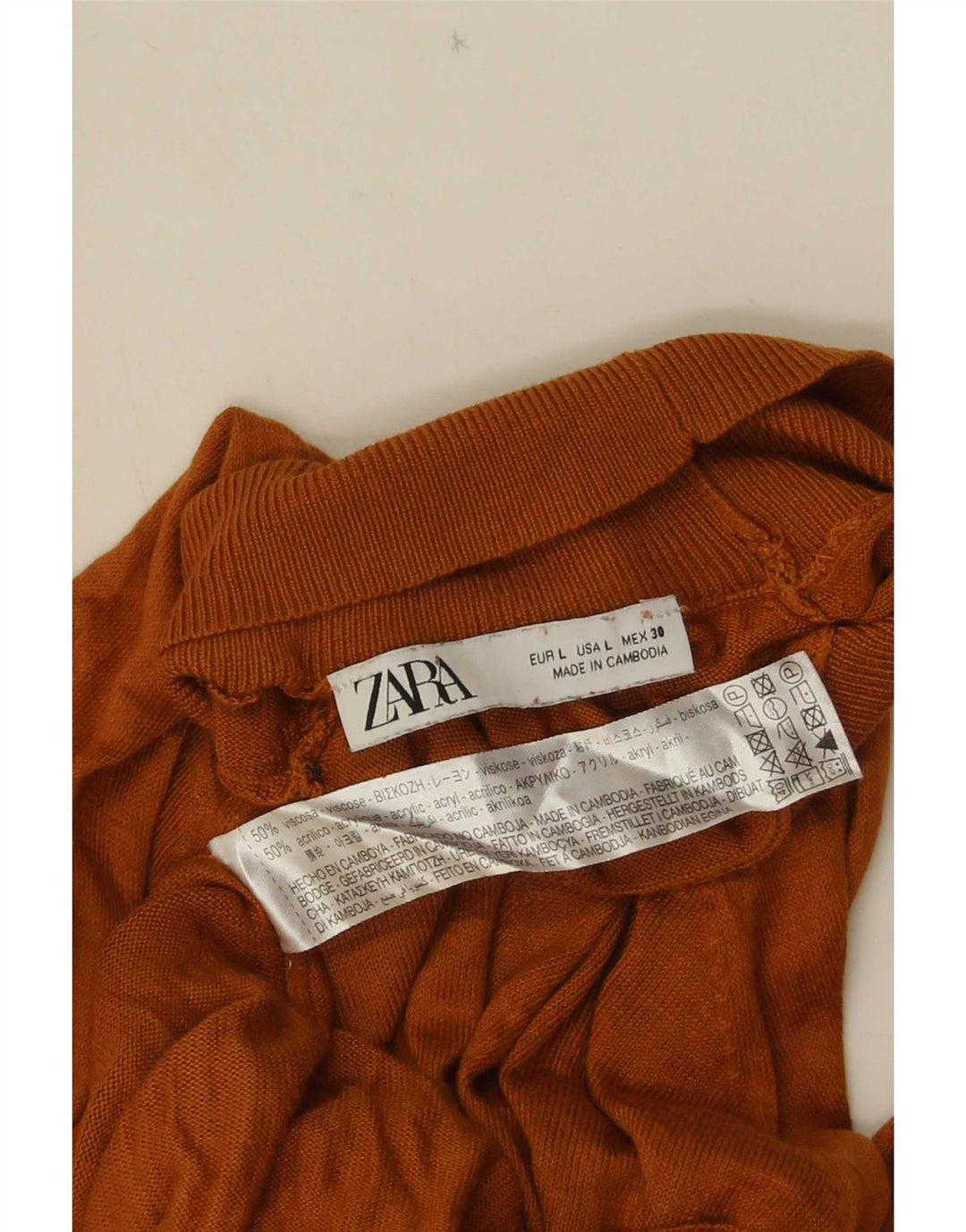 Zara Dame Oversized Turtle Neck Jumper Sweater UK 16 Large Brown Viscose