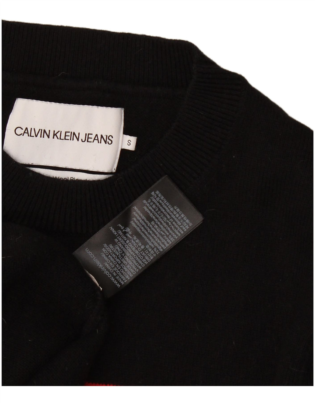 Calvin Klein Jeans Herre Crew Neck Jumper Sweater Small Black Colourblock