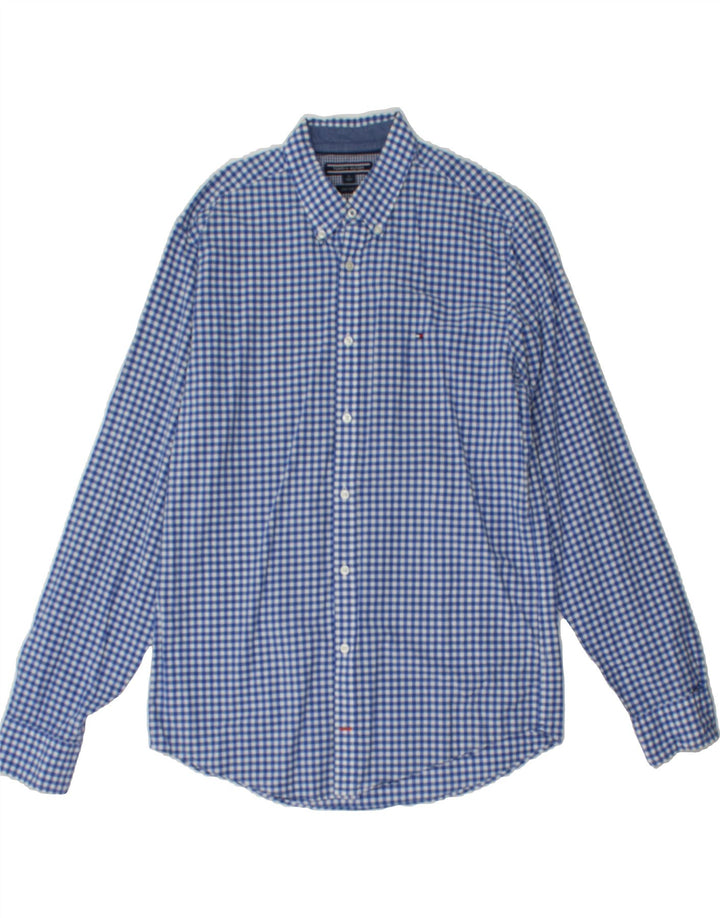 TOMMY HILFIGER Mens New York Fit Shirt Medium Blue Gingham Cotton Vintage Tommy Hilfiger and Second-Hand Tommy Hilfiger from Messina Hembry 