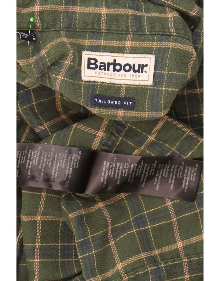 Barbour herre skræddersyet pasform skjorte stor kaki ternet bomuld