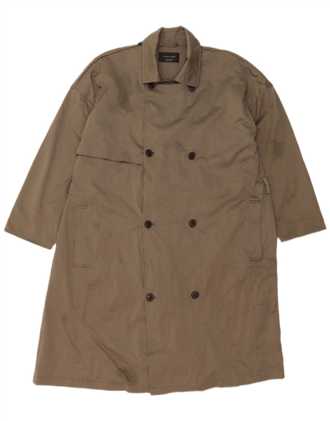 Zara Trench Coat til mænd UK 36 Small Khaki Polyester