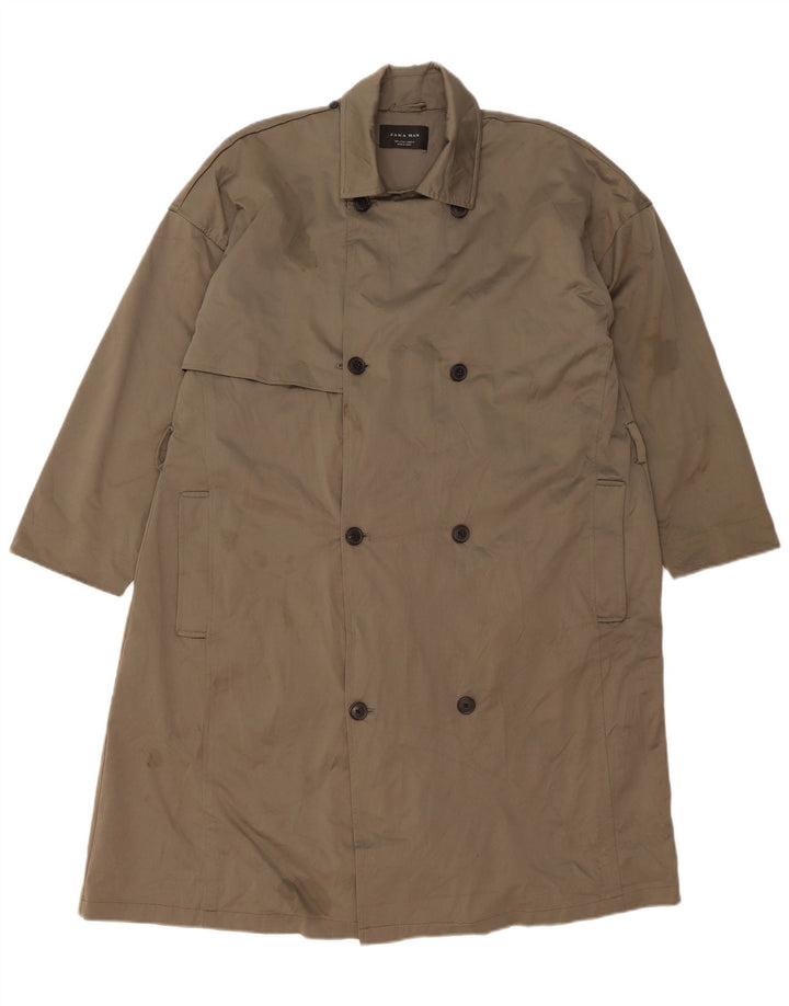 Zara Trench Coat til mænd UK 36 Small Khaki Polyester
