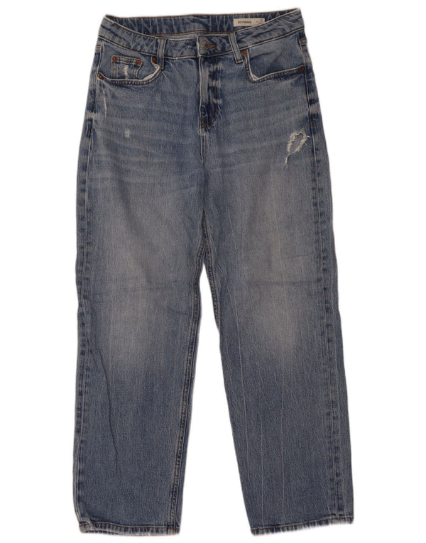 Marks & Spencer Kvinde Kæreste Højtaljede Jeans UK 10 Small W30 L28 Blå