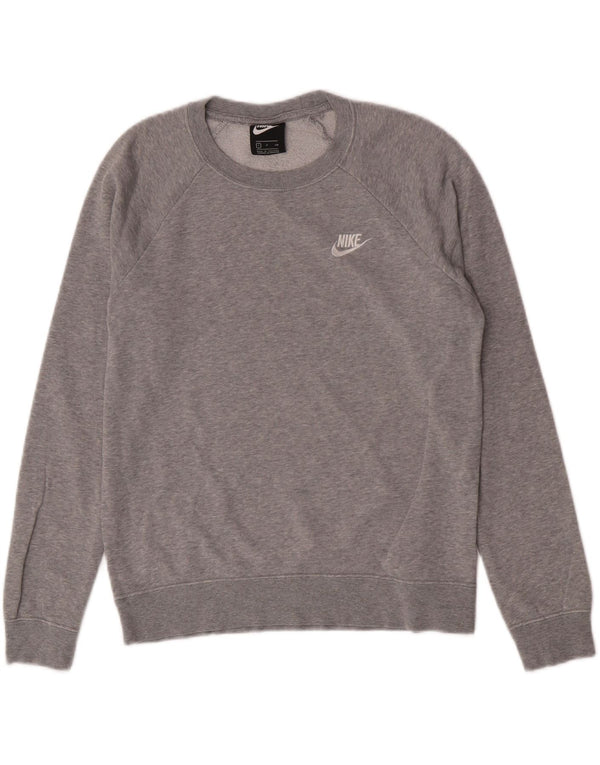 Nike Dame Oversized Sweatshirt Jumper UK 10 Small Grå Flecked Bomuld