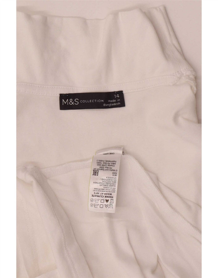 Marks & Spencer Dametop Langærmet UK 14 Stor hvid bomuld