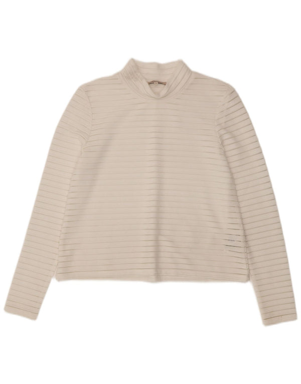 Marks & Spencer Dametop Langærmet UK 10 Small White Pinstripe